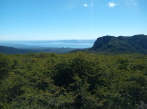 Vista sobre el Lago villarrica desde el sendero de los Cráteres parásitos