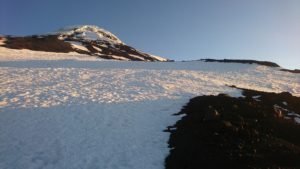 Sunset Lanin volcano