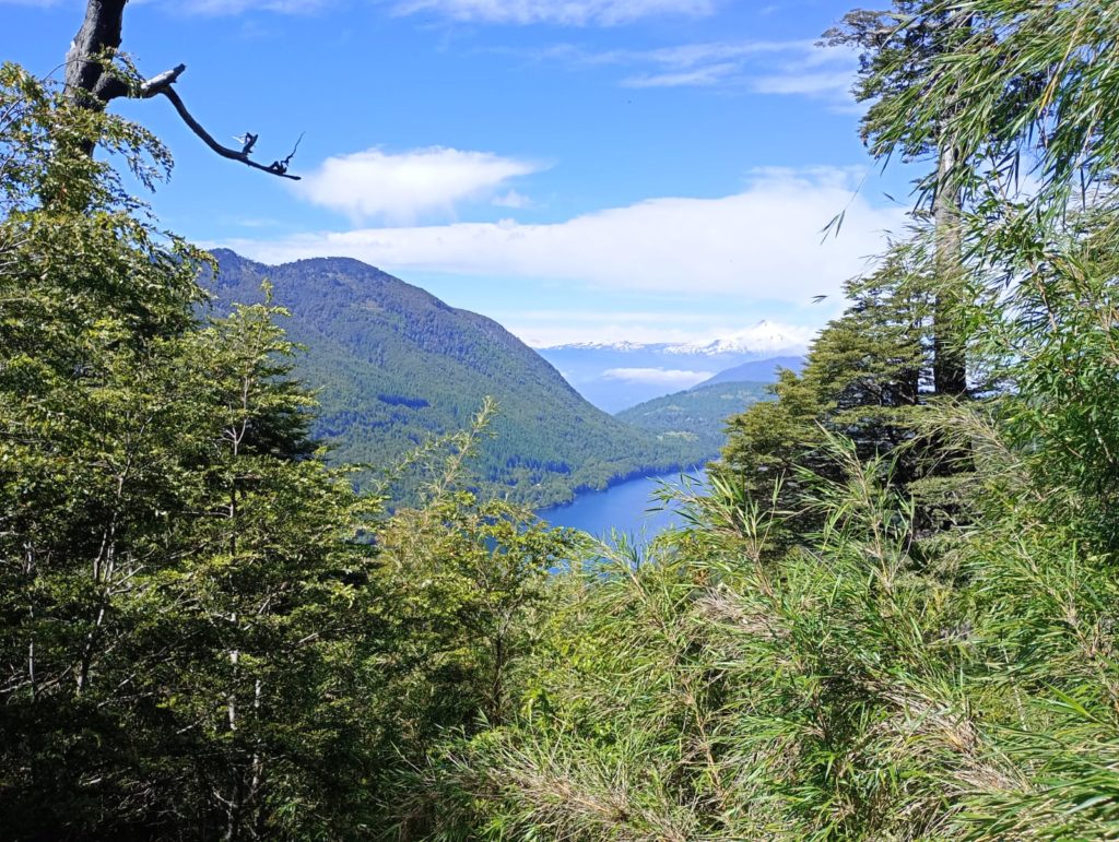 Vista al lago TInquilco - De fondo el Volcan Villarrica