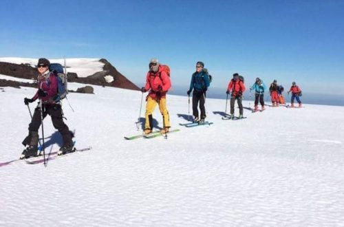 Grupo de esquiqdores practicando esqui de randonnée o touring ski